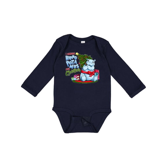 Inktastic I Wanna Hippopotamus for Christmas Cute Hippo Boys or Girls Long Sleeve Baby Bodysuit