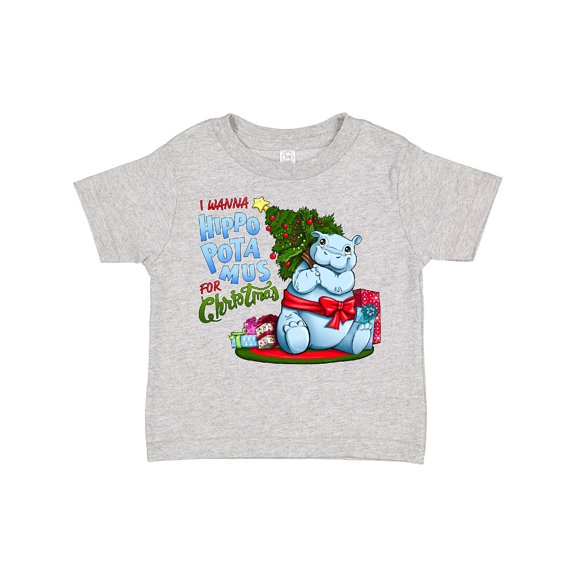 Inktastic I Wanna Hippopotamus for Christmas- Cute Hippo Boys or Girls Toddler T-Shirt
