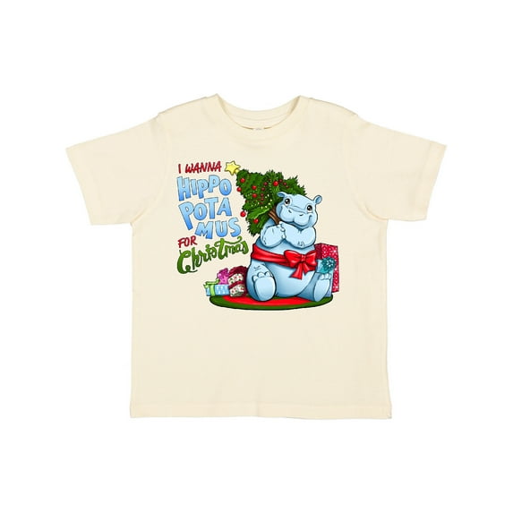Inktastic I Wanna Hippopotamus for Christmas- Cute Hippo Boys or Girls Toddler T-Shirt