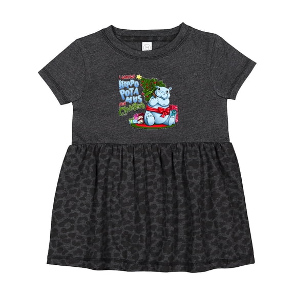 Inktastic I Wanna Hippopotamus for Christmas Cute Hippo Girls Baby Dress
