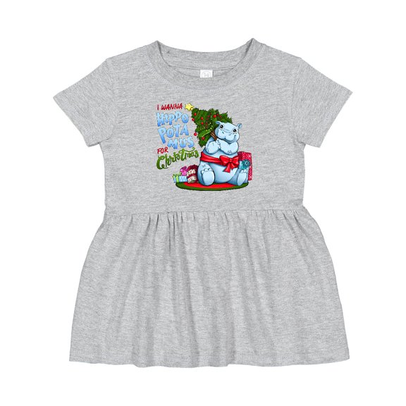 Inktastic I Wanna Hippopotamus for Christmas Cute Hippo Girls Baby Dress