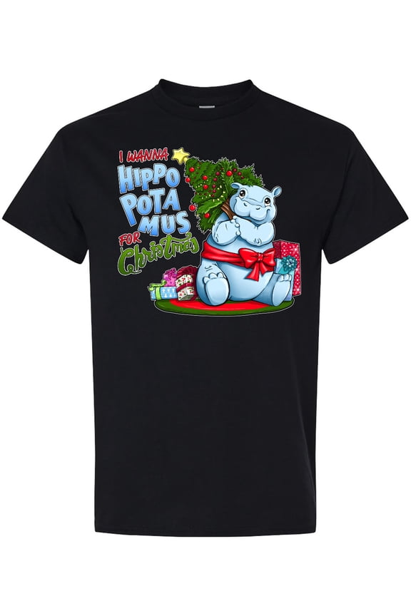 I Wanna Hippopotamus for Christmas Cute Hippo T-Shirt