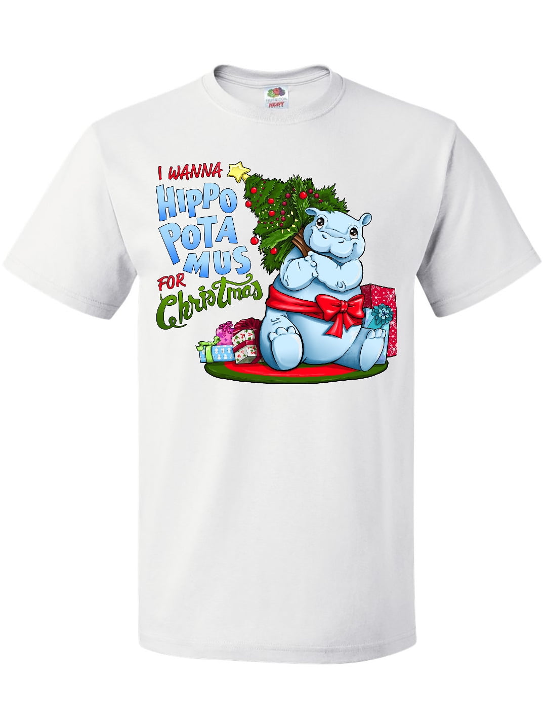 Inktastic "I Want A Hippopotamus For Christmas" Adult T-Shirt - Unisex Holiday Tee