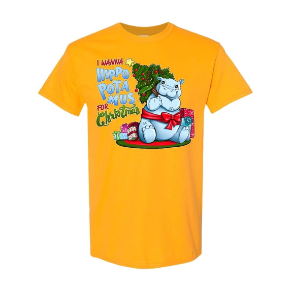 Inktastic I Wanna Hippopotamus for Christmas Cute Hippo T-Shirt