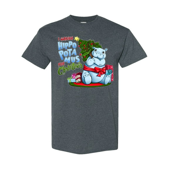 Inktastic I Wanna Hippopotamus for Christmas Cute Hippo T-Shirt