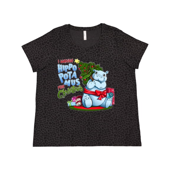 Inktastic I Wanna Hippopotamus for Christmas Cute Hippo Women's Plus Size T-Shirt