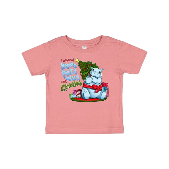 Inktastic I Wanna Hippopotamus for Christmas Cute Hippo Boys or Girls Baby T-Shirt
