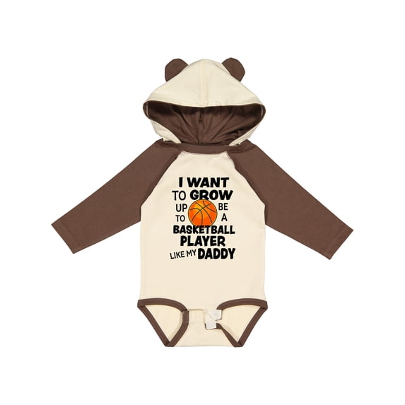 Inktastic I Want To Grow up To Be A Basketball Player Like My Daddy Boys or Girls Long Sleeve Baby Bodysuit
