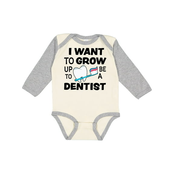 Inktastic I Want To Grow up To Be a Dentist Boys or Girls Long Sleeve Baby Bodysuit