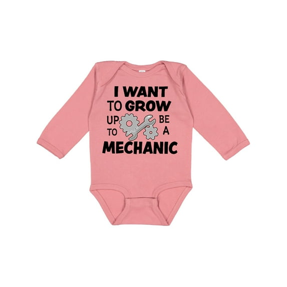 Inktastic I Want To Grow up To Be a Mechanic Boys or Girls Long Sleeve Baby Bodysuit