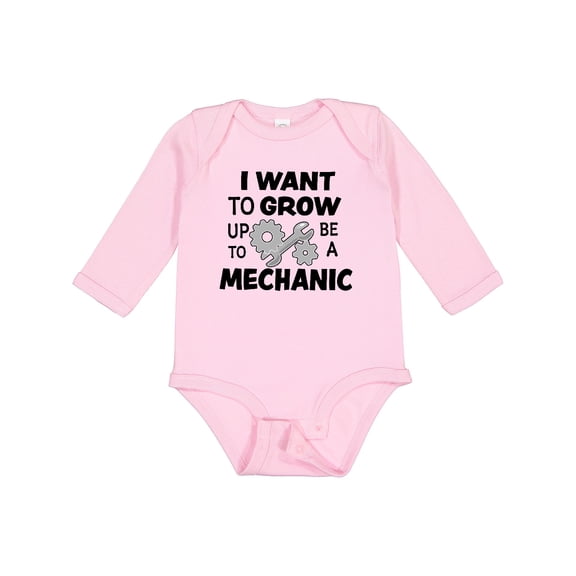 Inktastic I Want To Grow up To Be a Mechanic Boys or Girls Long Sleeve Baby Bodysuit