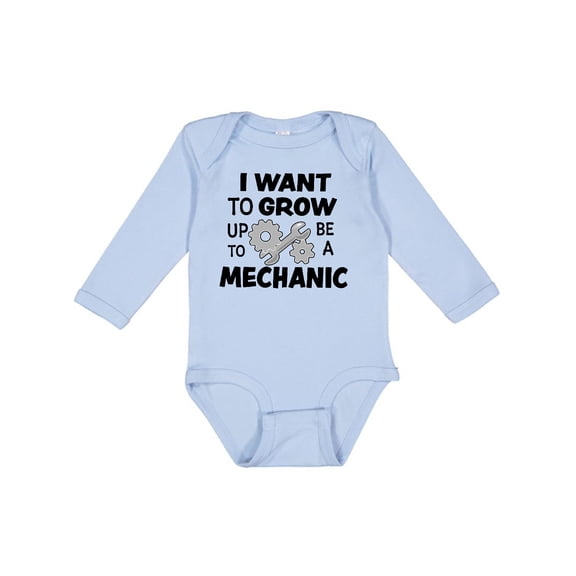 Inktastic I Want To Grow up To Be a Mechanic Boys or Girls Long Sleeve Baby Bodysuit