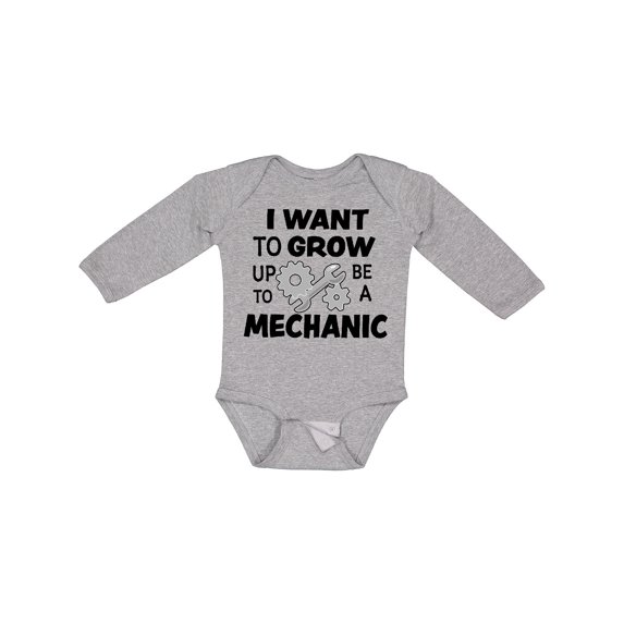 Inktastic I Want To Grow up To Be a Mechanic Boys or Girls Long Sleeve Baby Bodysuit
