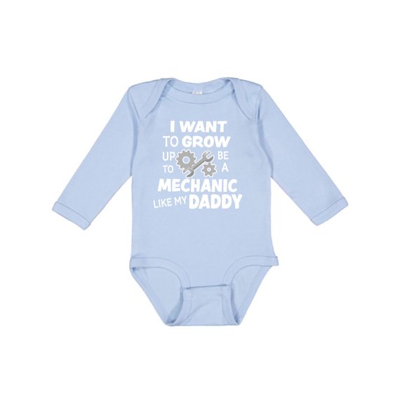 Inktastic I Want To Grow up To Be a Mechanic Like My Daddy Boys or Girls Long Sleeve Baby Bodysuit