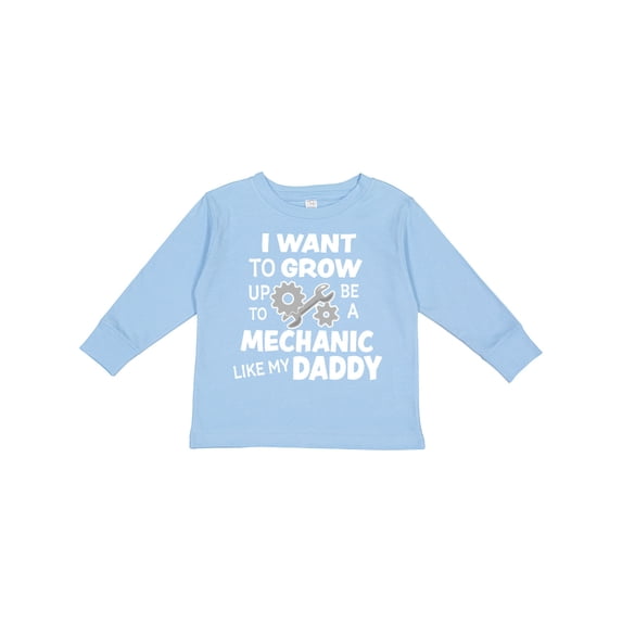 Inktastic I Want To Grow up To Be a Mechanic Like My Daddy Boys or Girls Long Sleeve Toddler T-Shirt