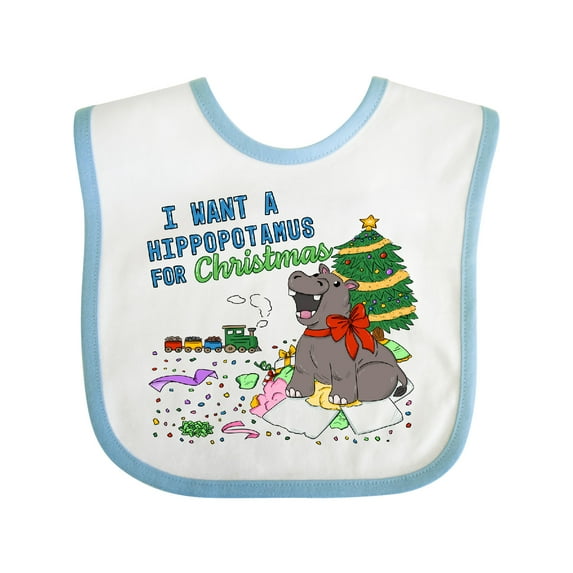 Inktastic I Want a Hippopotamus For Christmas Boys or Girls Baby Bib