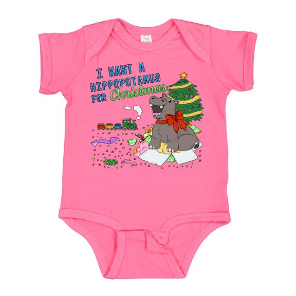 Inktastic I Want a Hippopotamus For Christmas Boys or Girls Baby Bodysuit