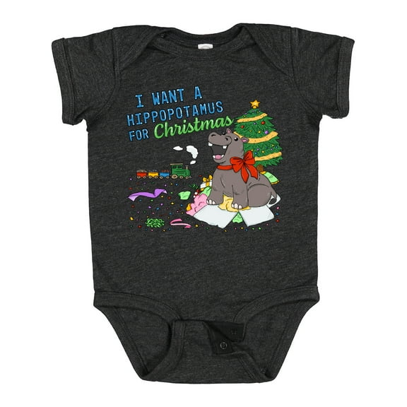 Inktastic I Want a Hippopotamus For Christmas Boys or Girls Baby Bodysuit