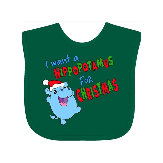 Inktastic I Want a Hippopotamus For Christmas Cute Stuffed Hippo Boys or Girls Baby Bib