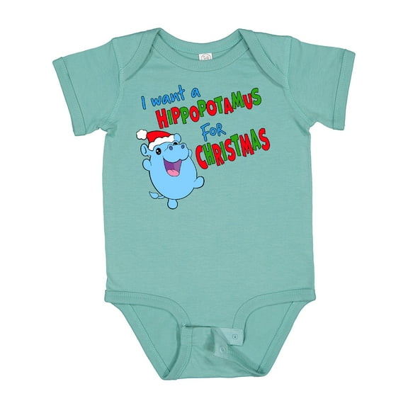 Inktastic I Want a Hippopotamus for Christmas Cute Stuffed Hippo Boys or Girls Baby Bodysuit