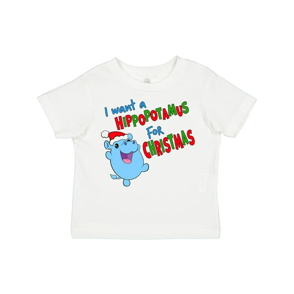 Inktastic I Want a Hippopotamus for Christmas Cute Stuffed Hippo Boys or Girls Toddler T-Shirt