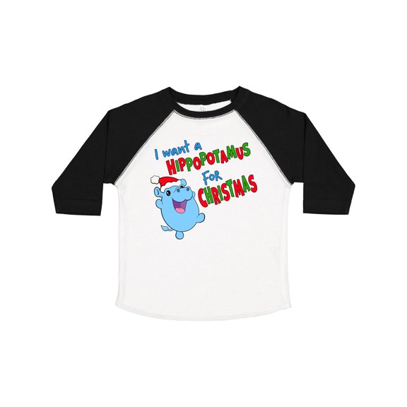 Inktastic I Want a Hippopotamus for Christmas Cute Stuffed Hippo Boys or Girls Toddler T-Shirt