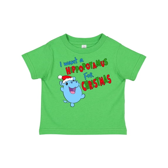 Inktastic I Want a Hippopotamus for Christmas Cute Stuffed Hippo Boys or Girls Toddler T-Shirt