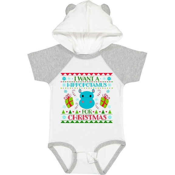 Inktastic I Want a Hippopotamus for Christmas Cute Ugly Sweater Boys or Girls Baby Bodysuit