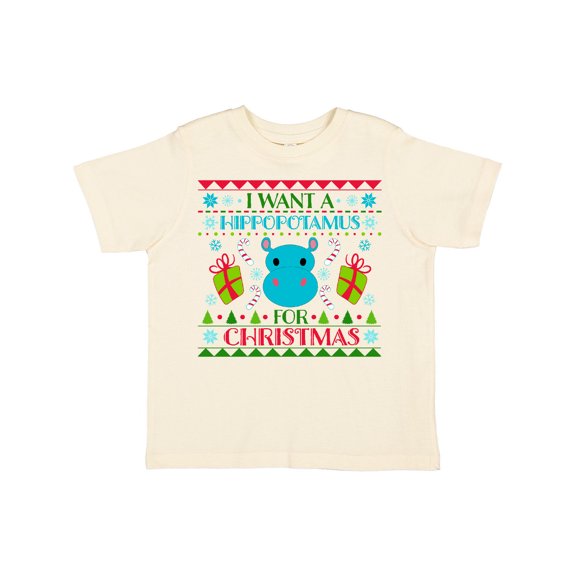 Inktastic I Want a Hippopotamus for Christmas Cute Ugly Sweater Boys or Girls Toddler T-Shirt