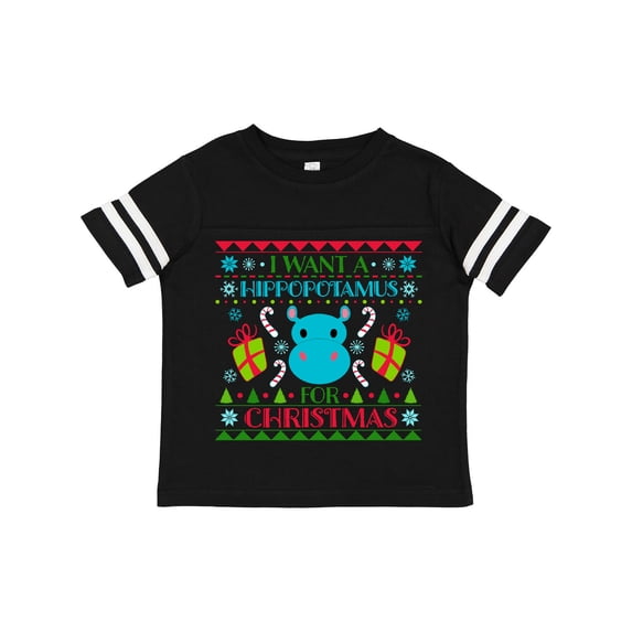 Inktastic I Want a Hippopotamus for Christmas Cute Ugly Sweater Boys or Girls Toddler T-Shirt