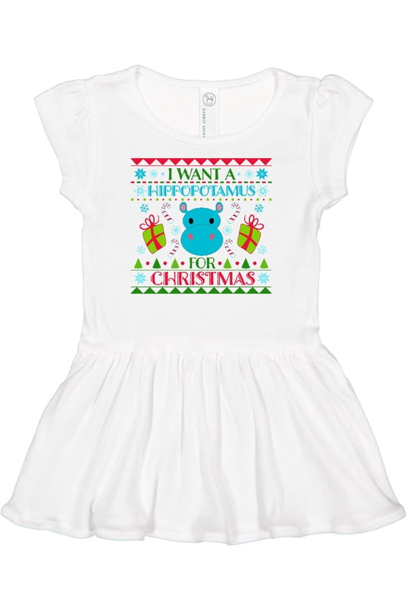 I Want a Hippopotamus for Christmas Cute Ugly Sweater Girls Baby Dress