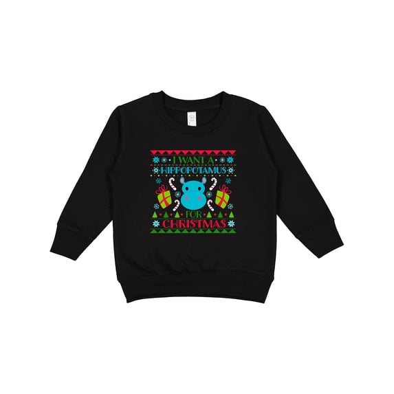 Inktastic I Want a Hippopotamus for Christmas Cute Ugly Sweater Toddler Sweatshirt