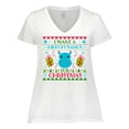 thumbnail image 1 of Inktastic I Want a Hippopotamus for Christmas Cute Ugly Sweater Women's Plus Size V-Neck T-Shirt, 1 of 5