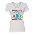 thumbnail image 1 of Inktastic I Want a Hippopotamus for Christmas Cute Ugly Sweater Women's V-Neck T-Shirt, 1 of 5