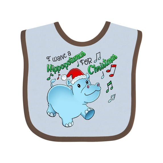 Inktastic I Want a Hippopotamus for Christmas Hippo in Santa Hat Boys or Girls Baby Bib