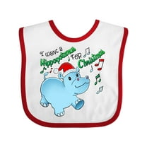 Inktastic I Want a Hippopotamus for Christmas Hippo in Santa Hat Boys or Girls Baby Bib