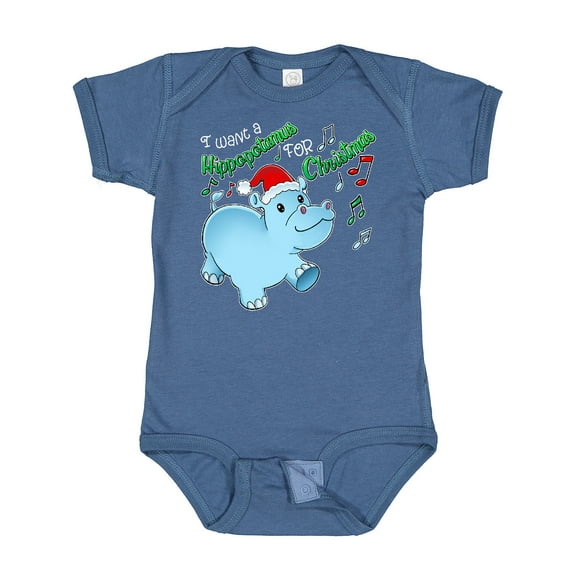 Inktastic I Want a Hippopotamus for Christmas Hippo in Santa Hat Boys or Girls Baby Bodysuit