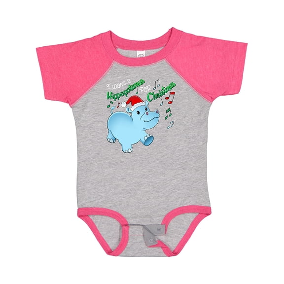 Inktastic I Want a Hippopotamus for Christmas Hippo in Santa Hat Boys or Girls Baby Bodysuit
