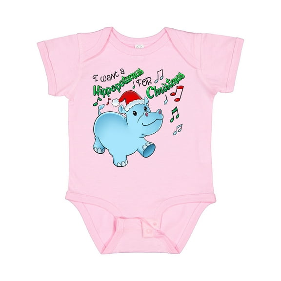 Inktastic I Want a Hippopotamus for Christmas Hippo in Santa Hat Boys or Girls Baby Bodysuit
