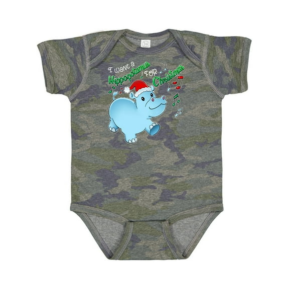 Inktastic I Want a Hippopotamus for Christmas Hippo in Santa Hat Boys or Girls Baby Bodysuit