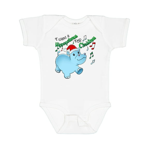 Inktastic I Want a Hippopotamus for Christmas Hippo in Santa Hat Boys or Girls Baby Bodysuit