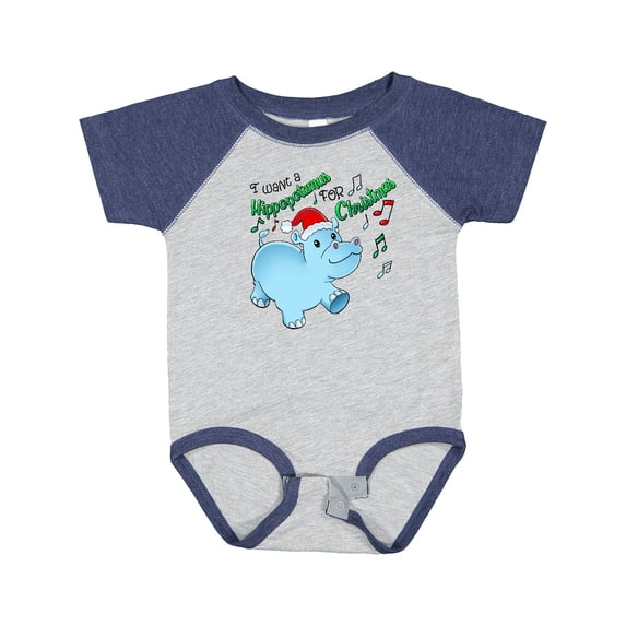Inktastic I Want a Hippopotamus for Christmas Hippo in Santa Hat Boys or Girls Baby Bodysuit