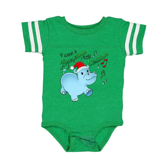 Inktastic I Want a Hippopotamus for Christmas Hippo in Santa Hat Boys or Girls Baby Bodysuit