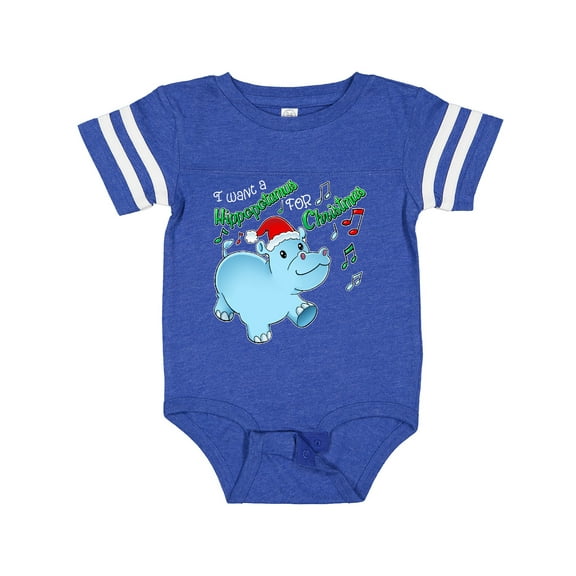 Inktastic I Want a Hippopotamus for Christmas Hippo in Santa Hat Boys or Girls Baby Bodysuit