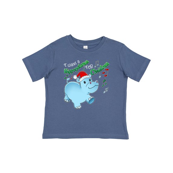 Inktastic I Want a Hippopotamus for Christmas Hippo in Santa Hat Boys or Girls Baby T-Shirt