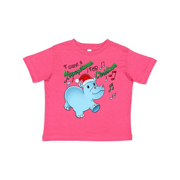 Inktastic I Want a Hippopotamus for Christmas Hippo in Santa Hat Boys or Girls Toddler T-Shirt
