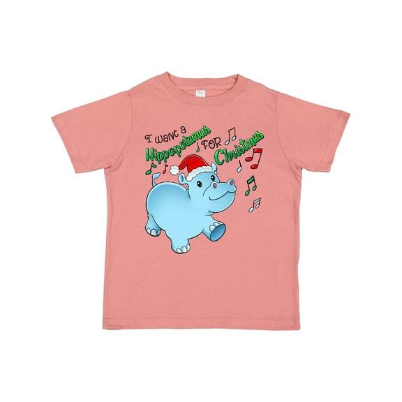 Inktastic I Want a Hippopotamus for Christmas Hippo in Santa Hat Boys or Girls Toddler T-Shirt
