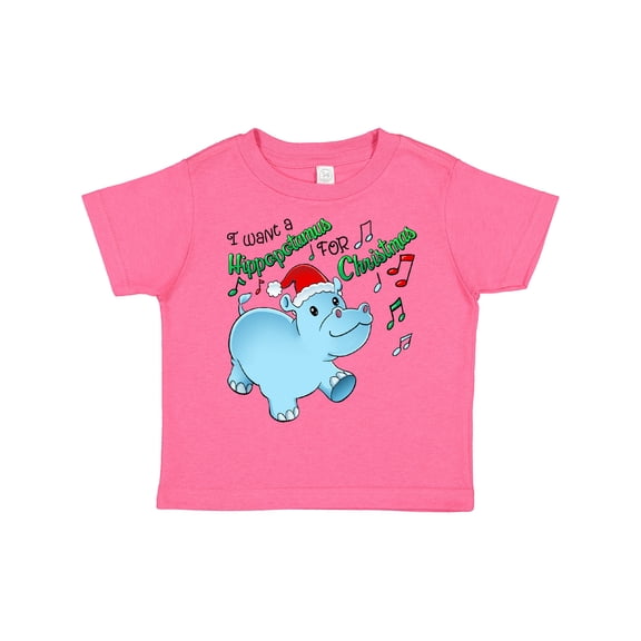Inktastic I Want a Hippopotamus for Christmas Hippo in Santa Hat Boys or Girls Toddler T-Shirt
