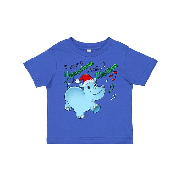 Inktastic I Want a Hippopotamus for Christmas Hippo in Santa Hat Boys or Girls Toddler T-Shirt