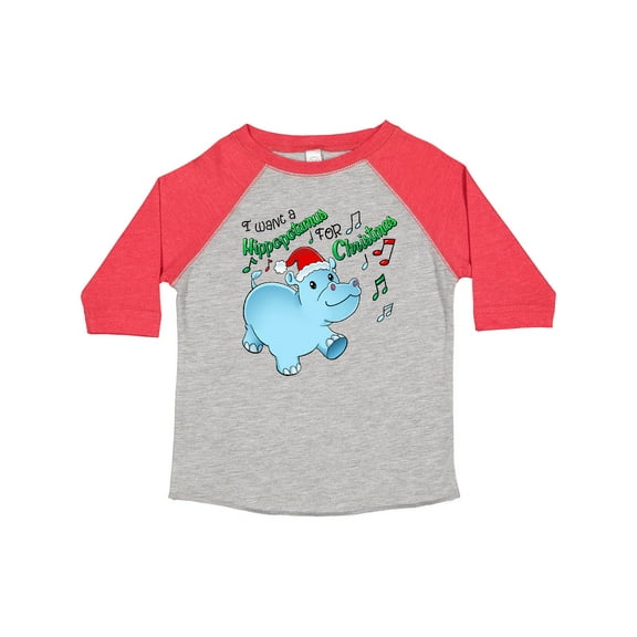 Inktastic I Want a Hippopotamus for Christmas Hippo in Santa Hat Boys or Girls Toddler T-Shirt